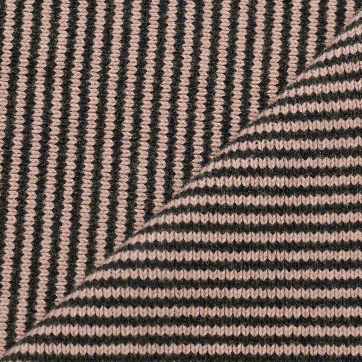 Dark Olive & Blush Striped 5 Ply Cashmere Scarf