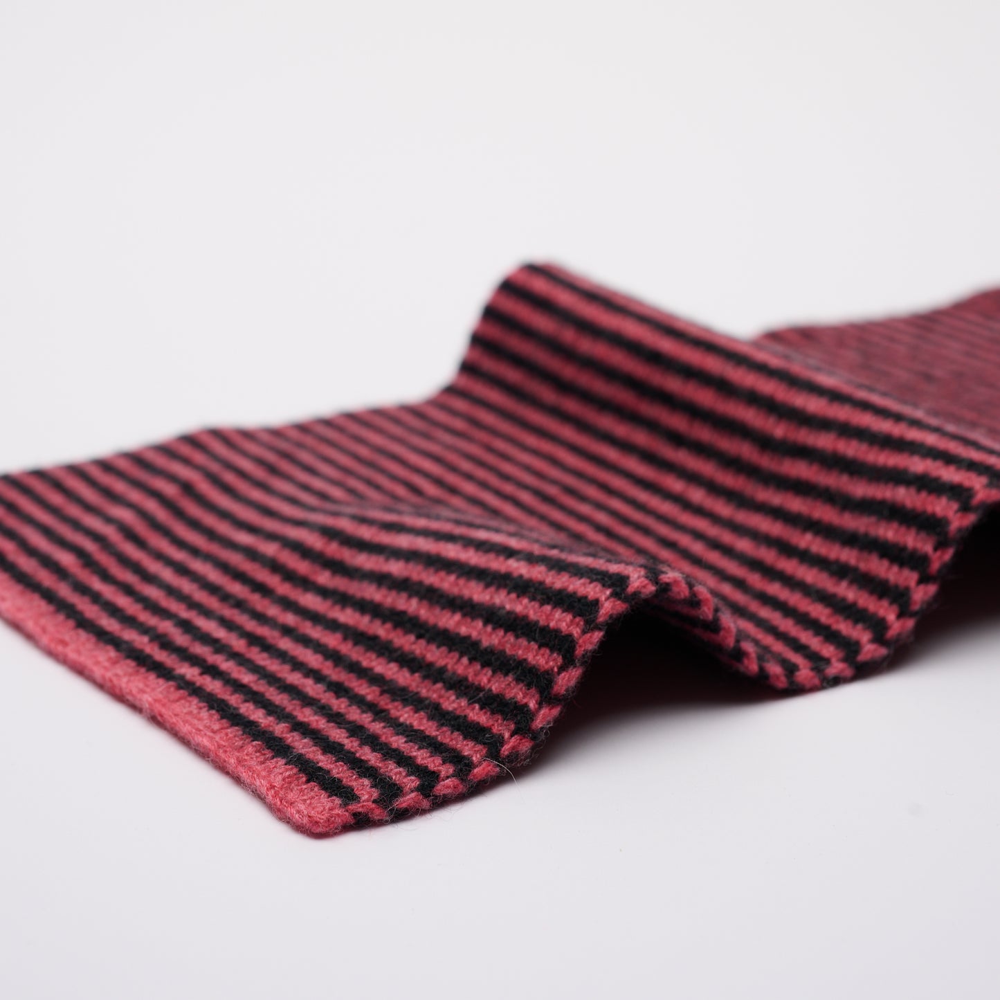 Strawberry Smoothie & Black Striped 5 Ply Cashmere Scarf