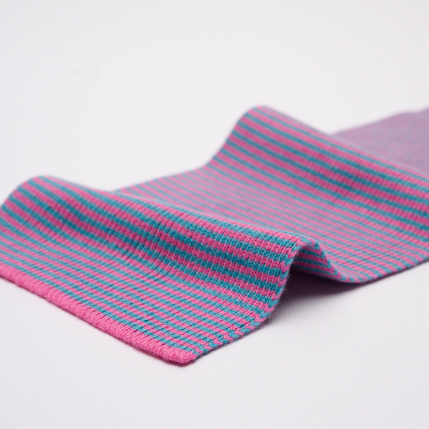 Candy Pink & Sea Blue Striped Cashmere Scarf