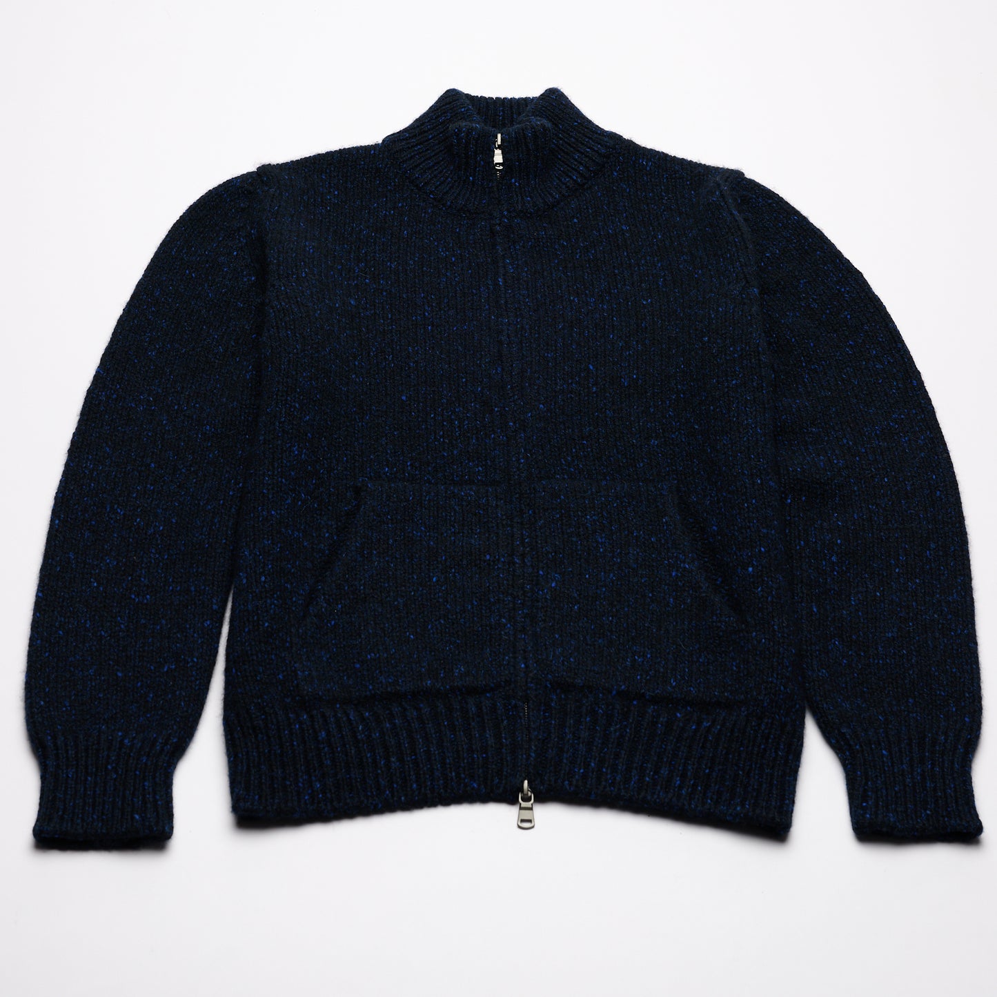 Donegal 8 Ply Cashmere Zip Cardigan - Navy Blue