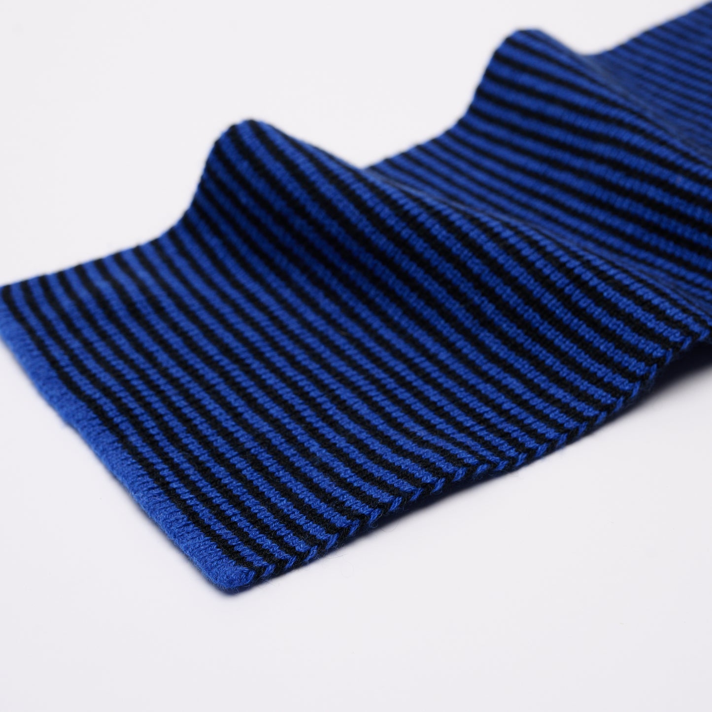 Bright Blue & Black Striped Cashmere Scarf