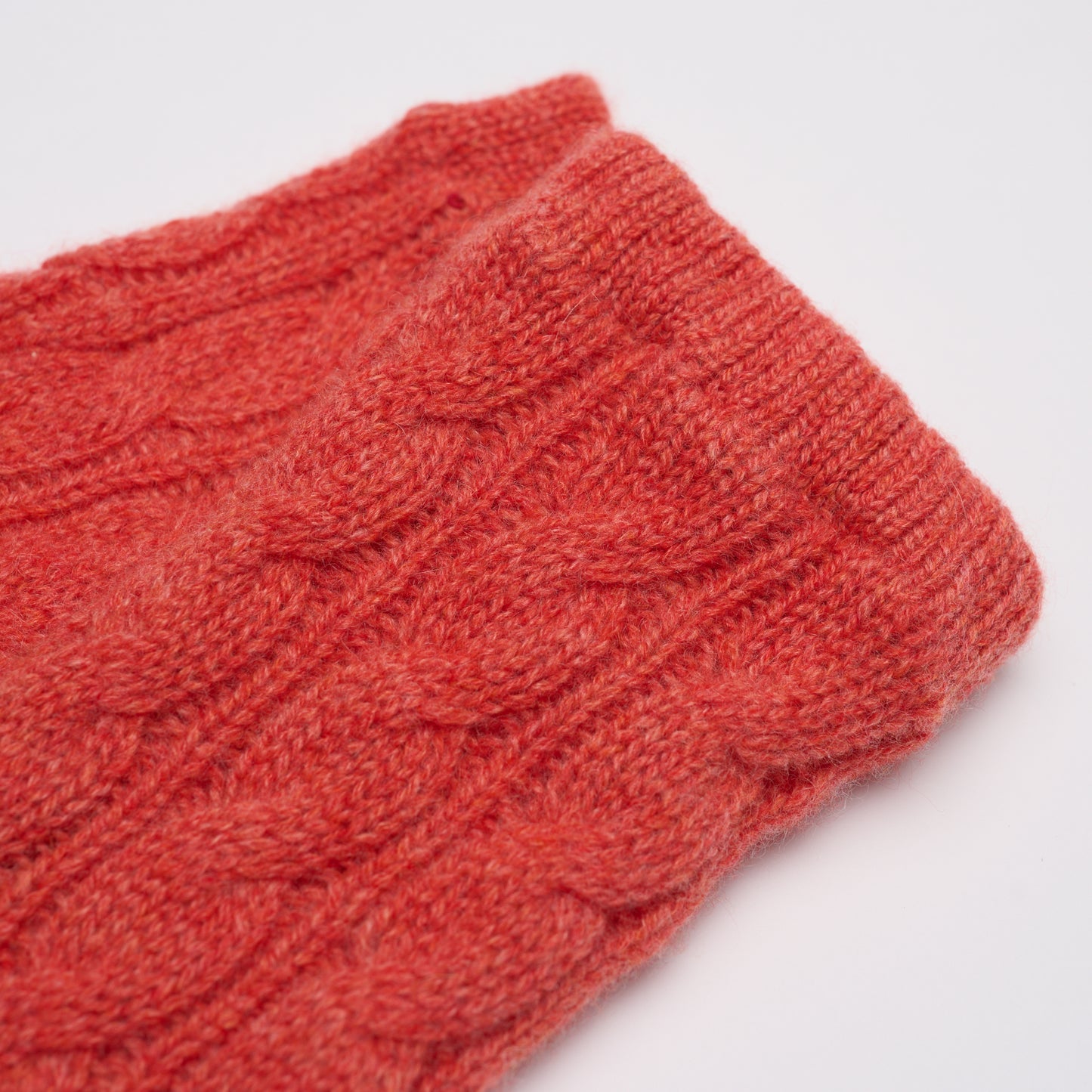 Long Cable Wrist Warmers - Coral Marl