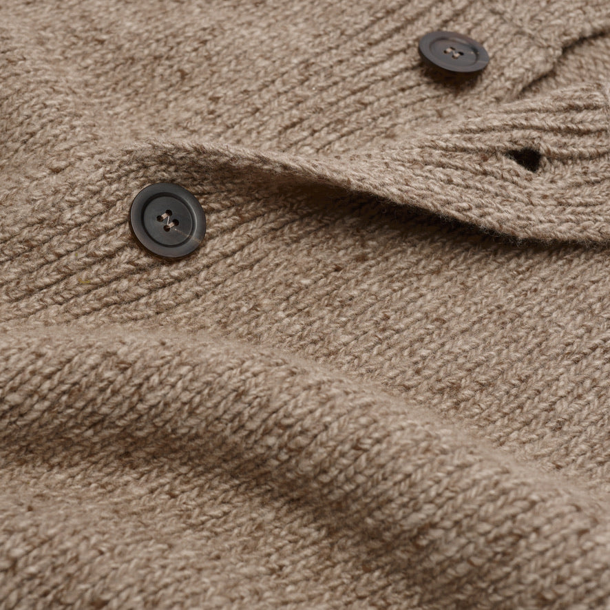 Donegal 8 Ply Cashmere Button Cardigan - Natural