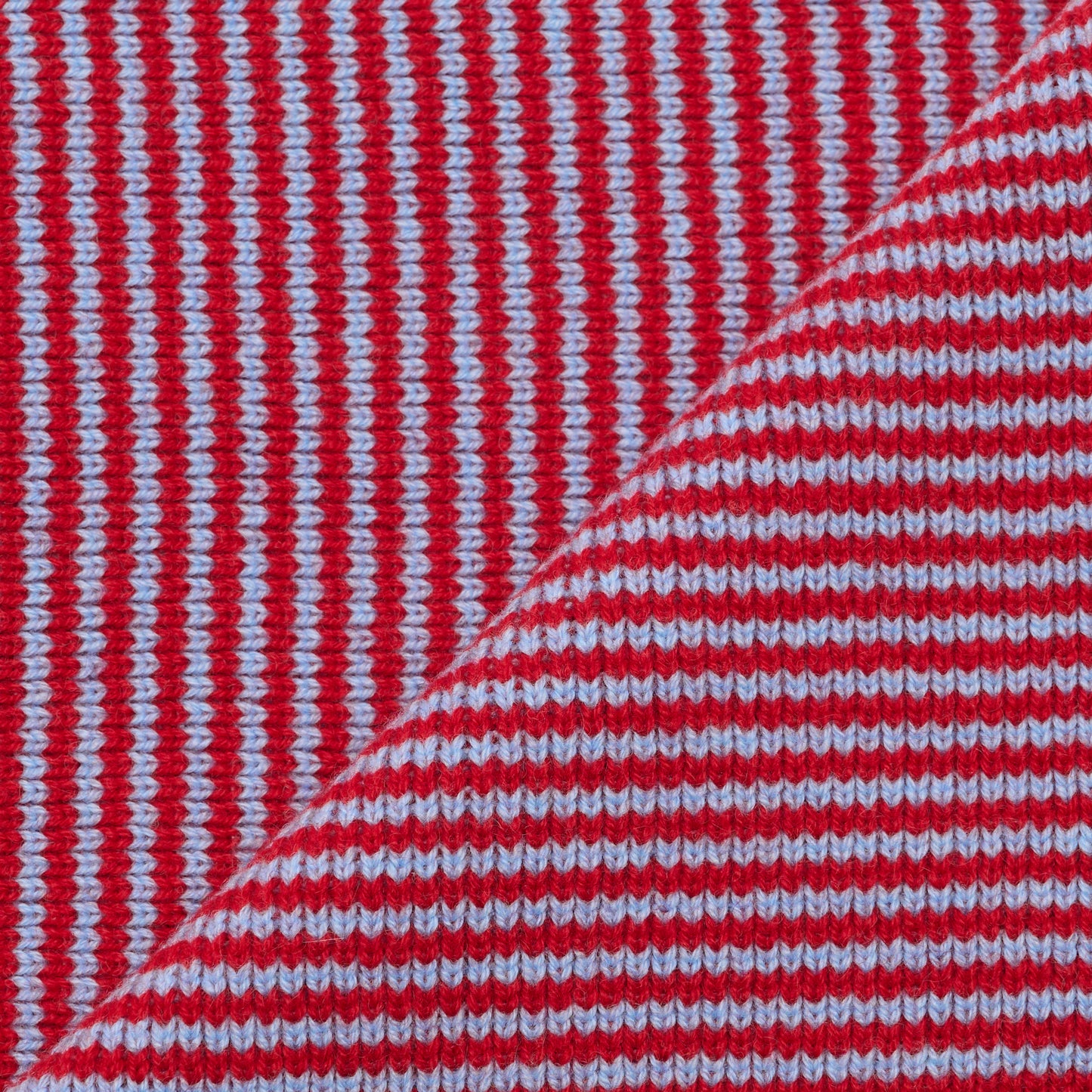 Red & Light Blue Striped Cashmere Scarf