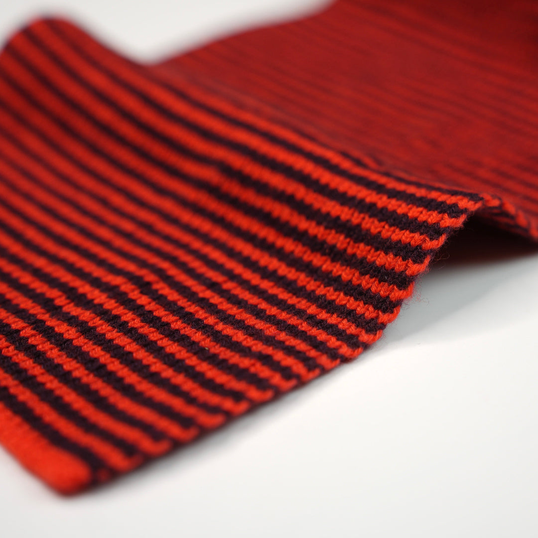 Orange & Dark Aubergine Striped 5 Ply Cashmere Scarf