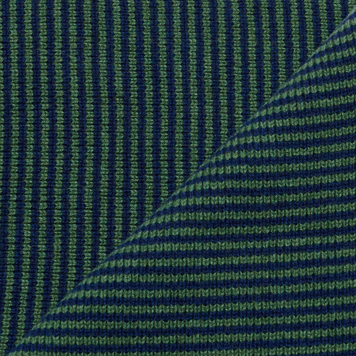 Fern Green & Navy Blue Striped Cashmere Scarf