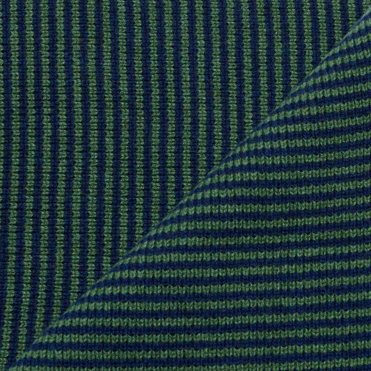 Fern Green & Navy Blue Striped Cashmere Scarf