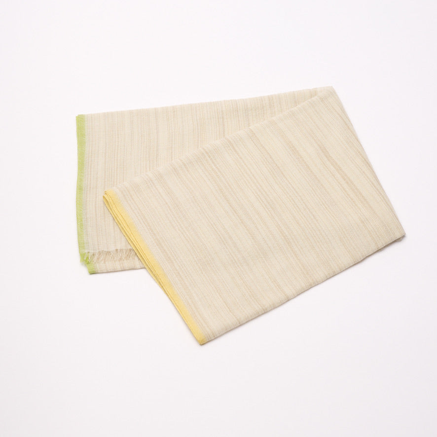 Handwoven Fine Shawl - Beige & Yellow Stripes