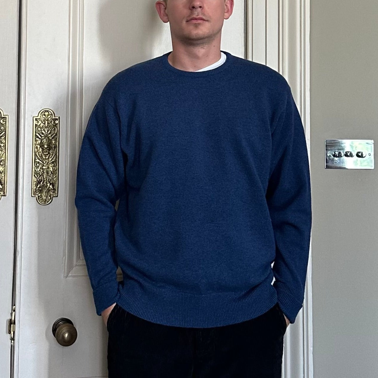 Luxury Classic 4 Ply Crew Neck Jumper - Blue Mix