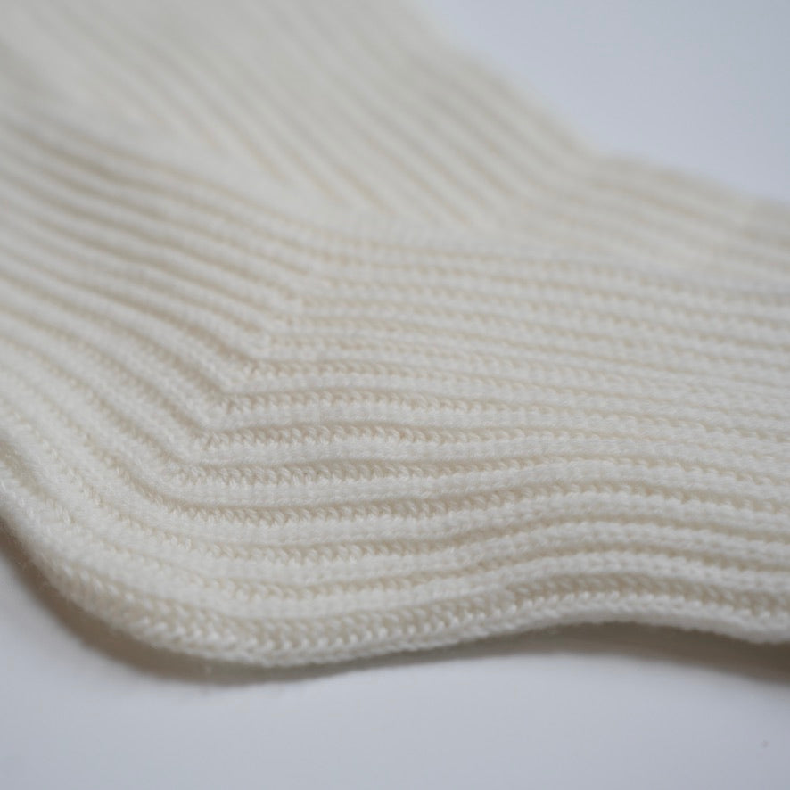 Women's All Ribbed Cream Socks