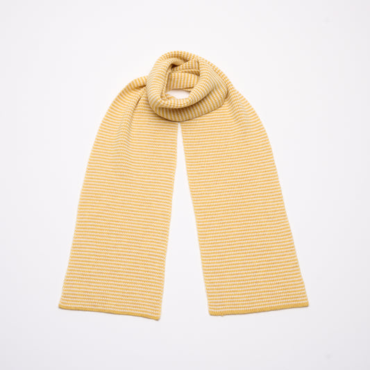 Buttercup & White Striped Cashmere Scarf