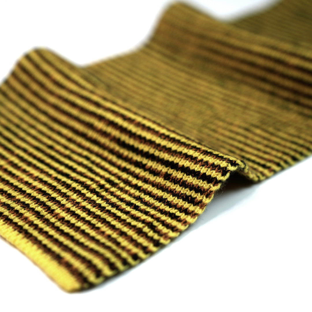 Crazy Yellow Striped 5 Ply Cashmere Scarf