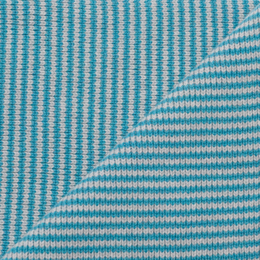 Ocean Blue & Light Grey Striped Cashmere Scarf