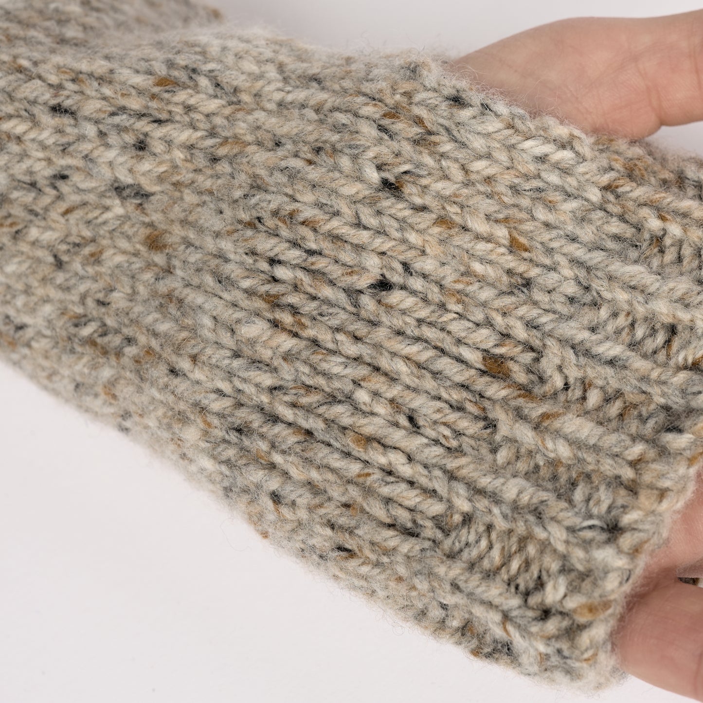 Natural Marl Thick Cashmere Wrist Warmers