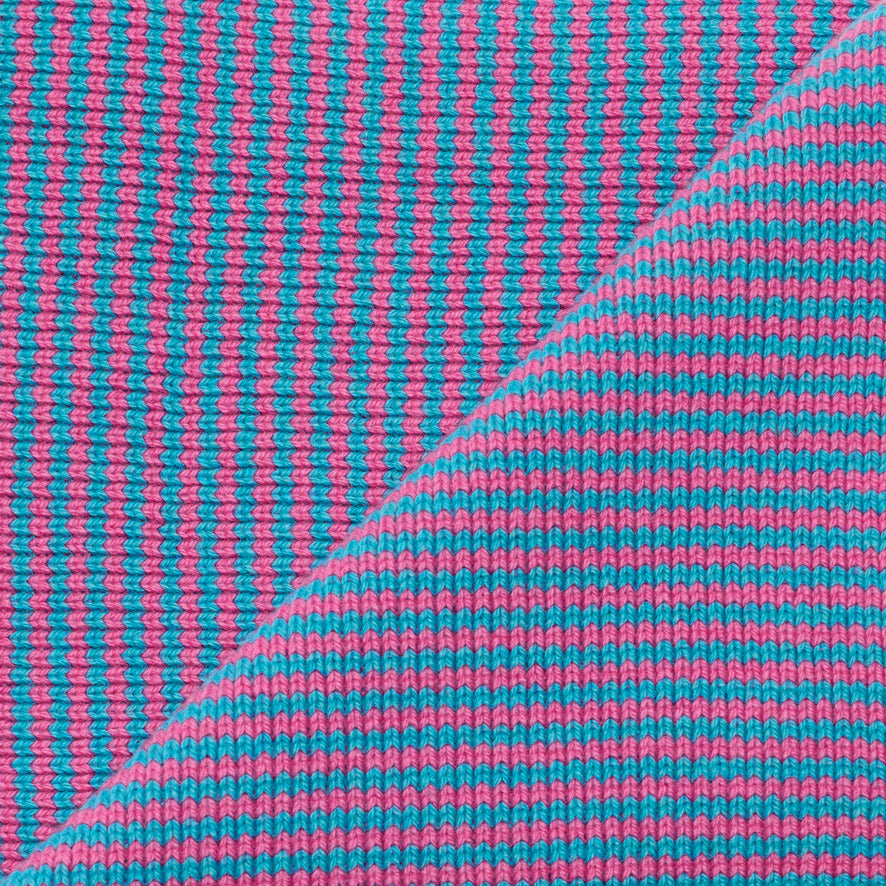 Candy Pink & Sea Blue Striped Cashmere Scarf