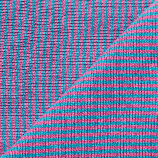 Candy Pink & Sea Blue Striped Cashmere Scarf