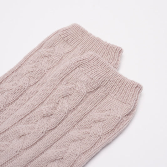 Women's Blush Cable Knit Cashmere Socks