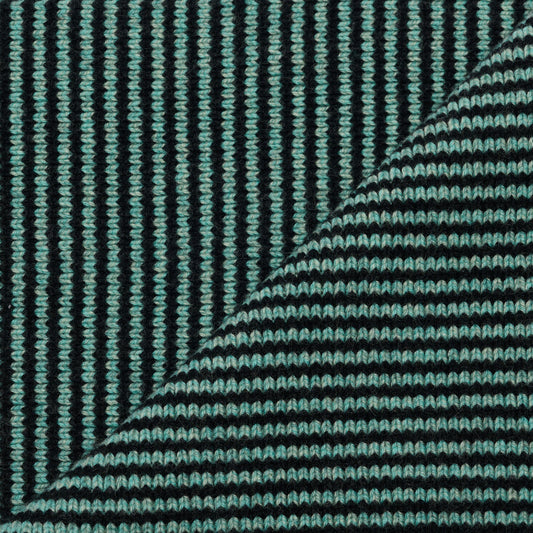 Mint Green Marl & Black Striped 5 Ply Cashmere Scarf