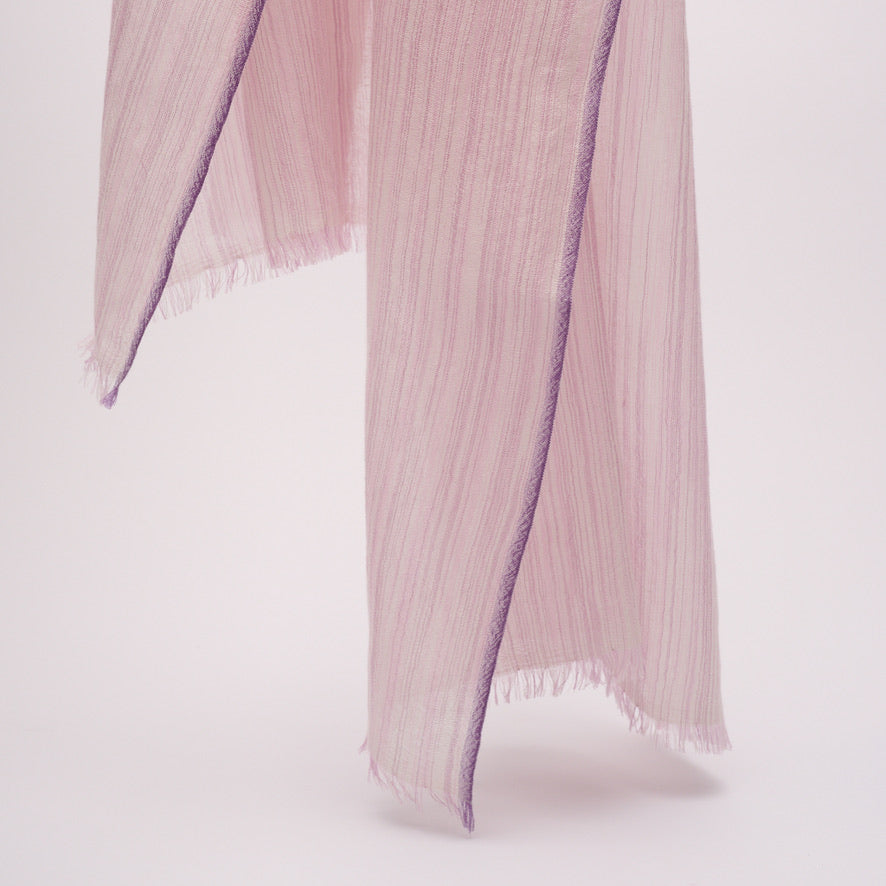 Handwoven Fine Shawl - Pink Stripes