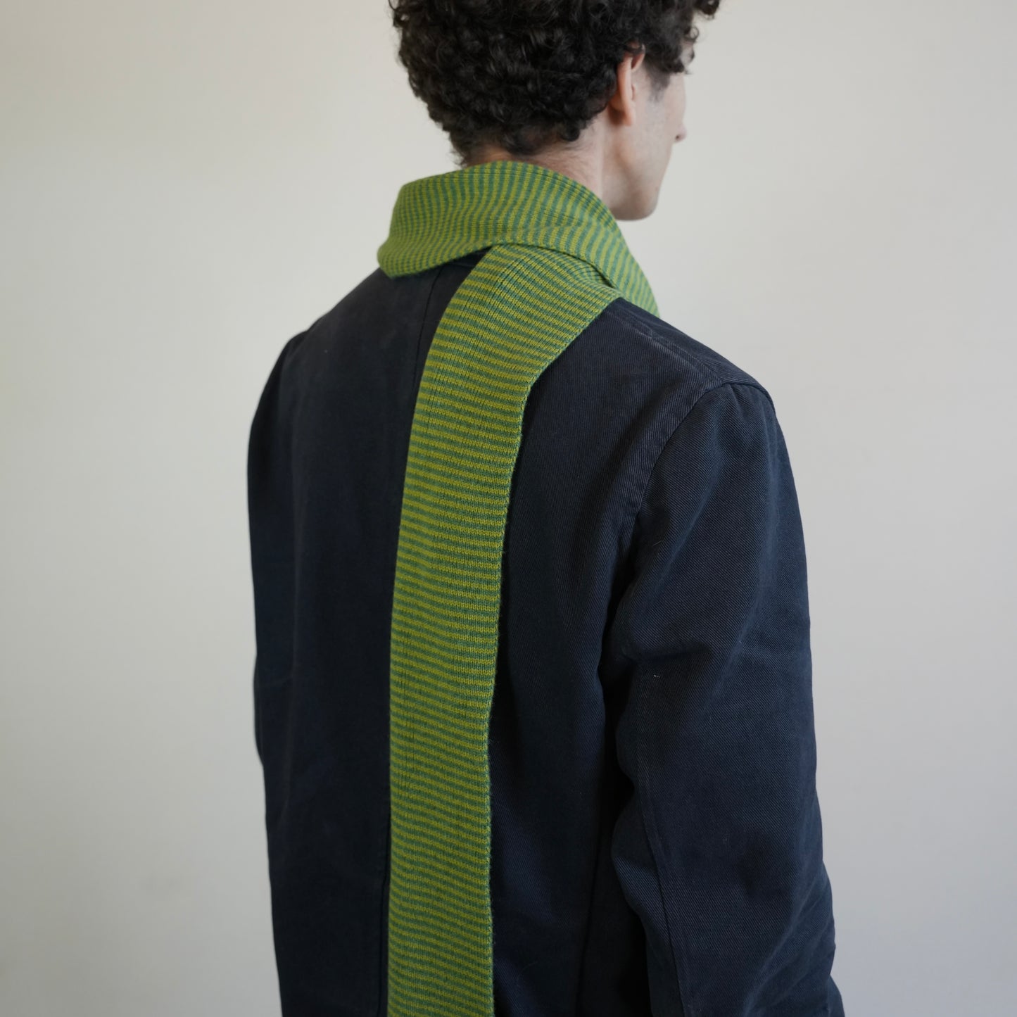 Matcha & Fern Green Striped Cashmere Scarf