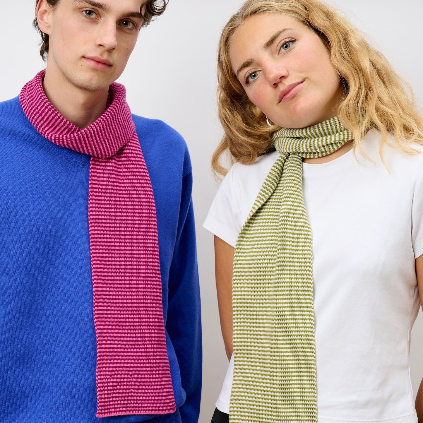 Pink & Dark Pink Striped Cashmere Scarf