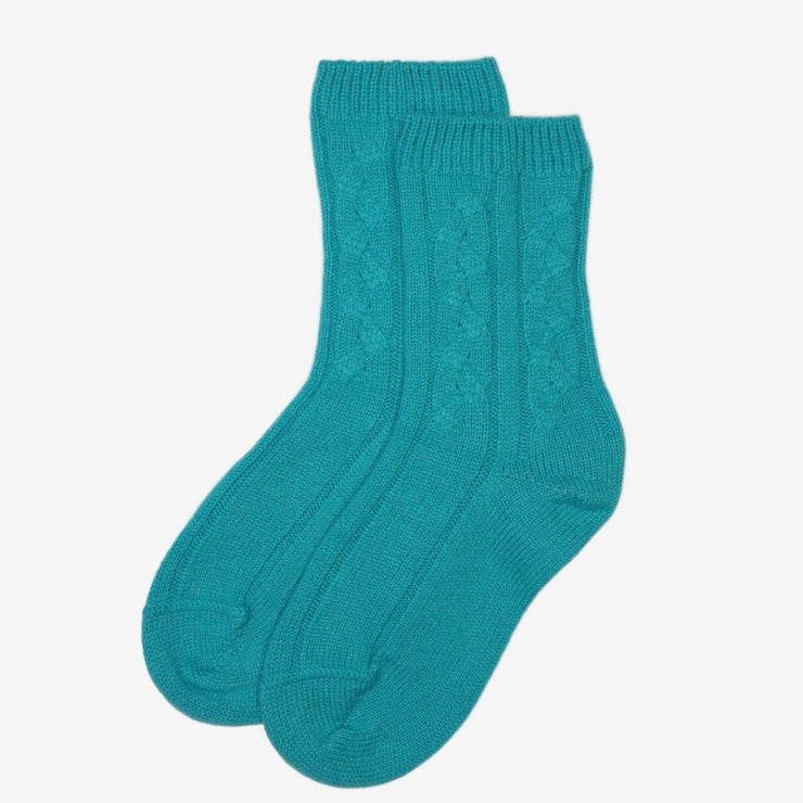 Turquoise - Cable Knit Short Bed Socks