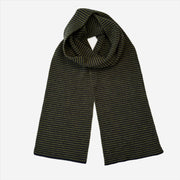 Olive Green & Navy Striped Cashmere Scarf