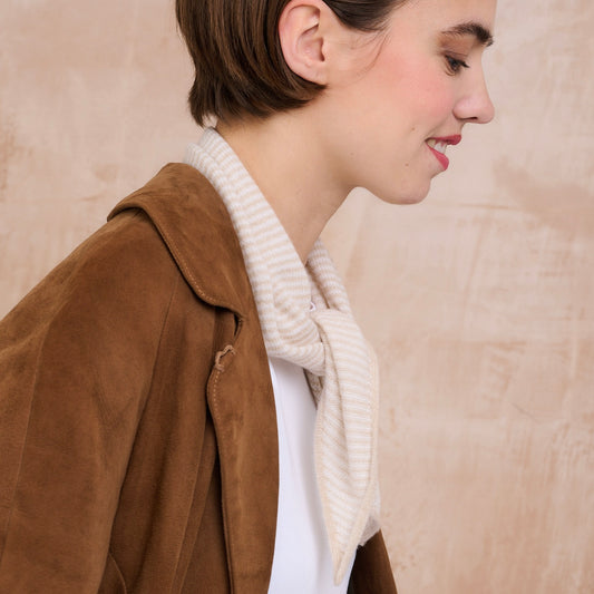 Cappuccino & White Striped Bandana Scarf