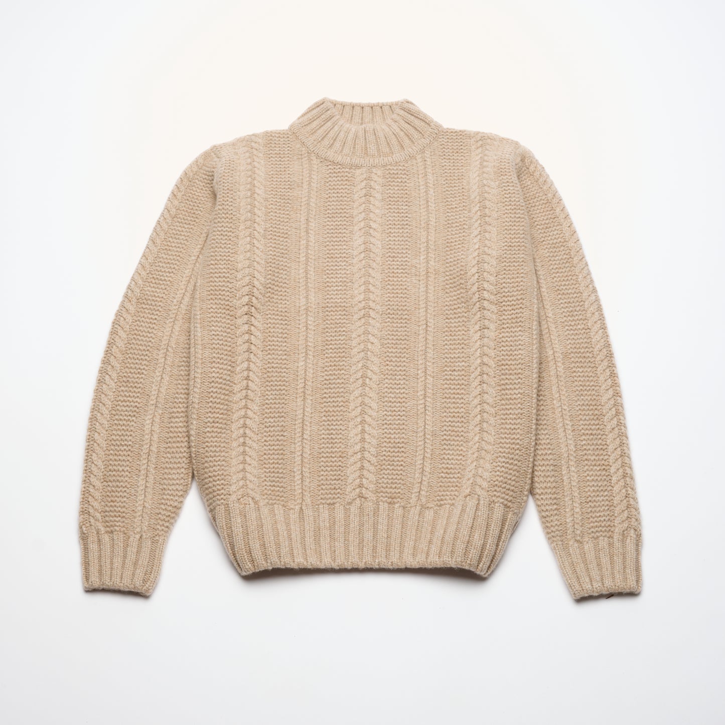 Cable Turtle Neck Jumper - Light Camel