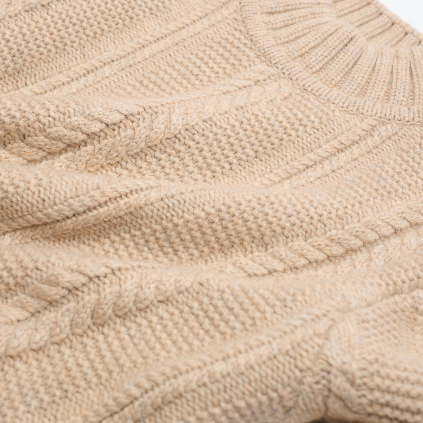Cable Turtle Neck Jumper - Light Camel