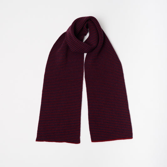 Claret & Navy Striped Cashmere Scarf