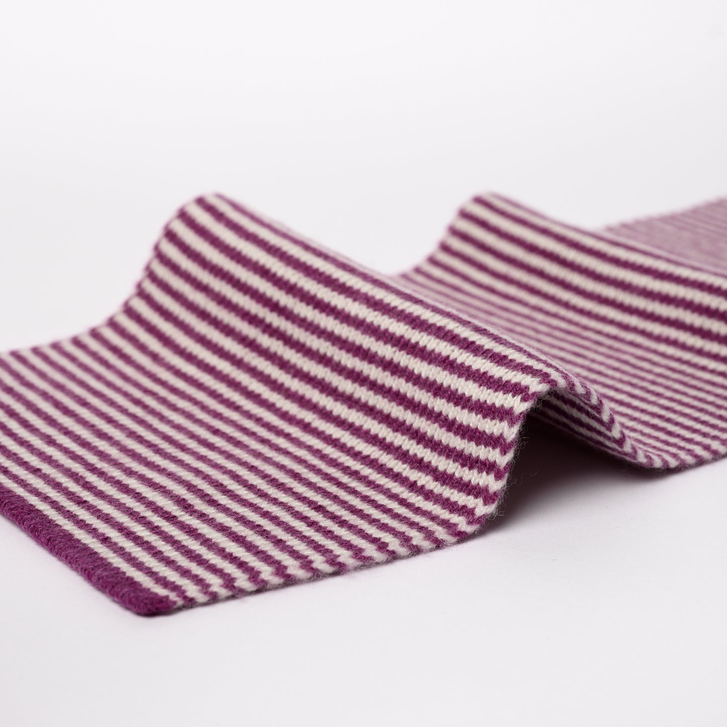 Plum & Cream Striped Cashmere Scarf