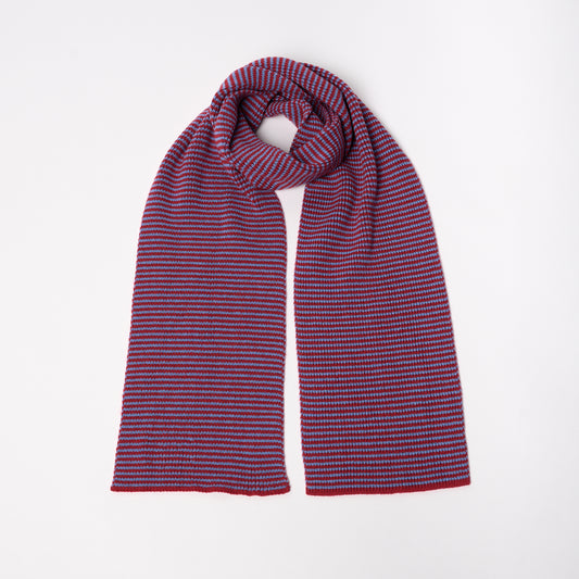 The New Craigie - Red & Light Blue Striped Cashmere Scarf