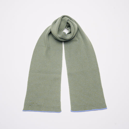 Matcha & Bluebell Striped Cashmere Scarf