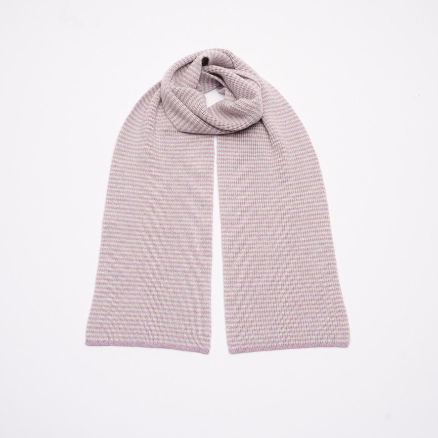 Lilac Crush Striped 5 ply Cashmere Scarf