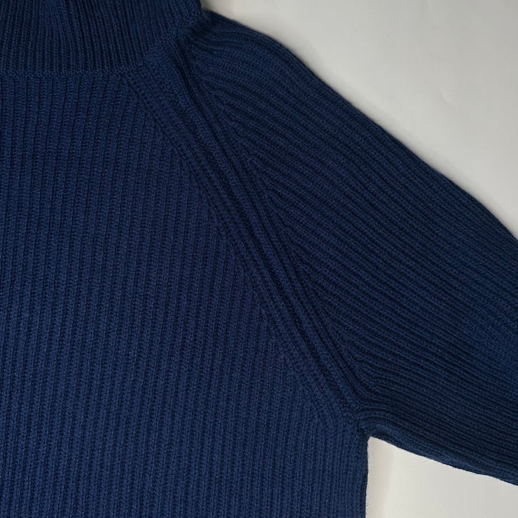 Relaxed Ribbed Roll Neck Jumper - Bright Navy