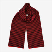 Red & Black 5 ply Striped Cashmere Scarf