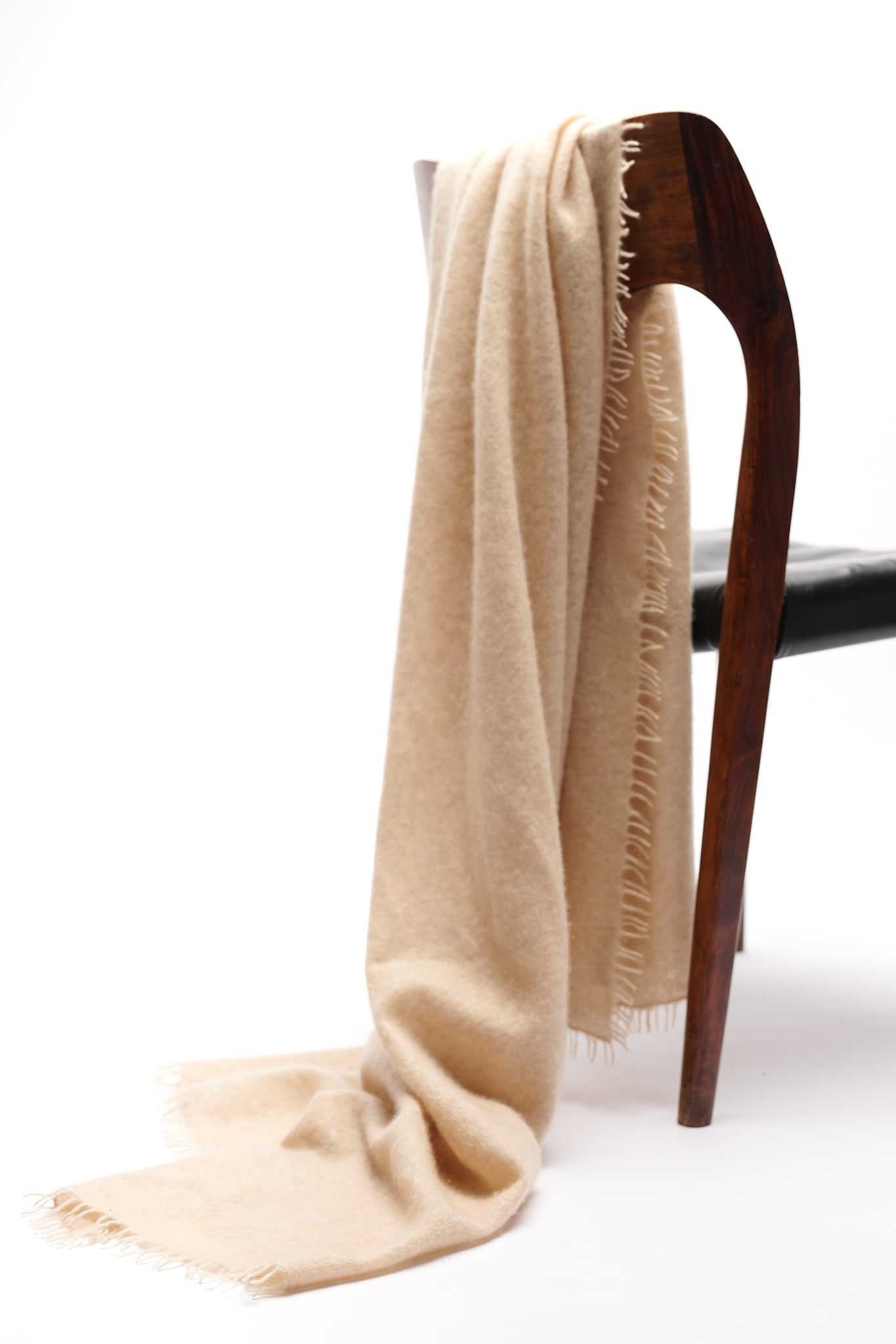 Handwoven Felted Shawl - Light Natural Undyed