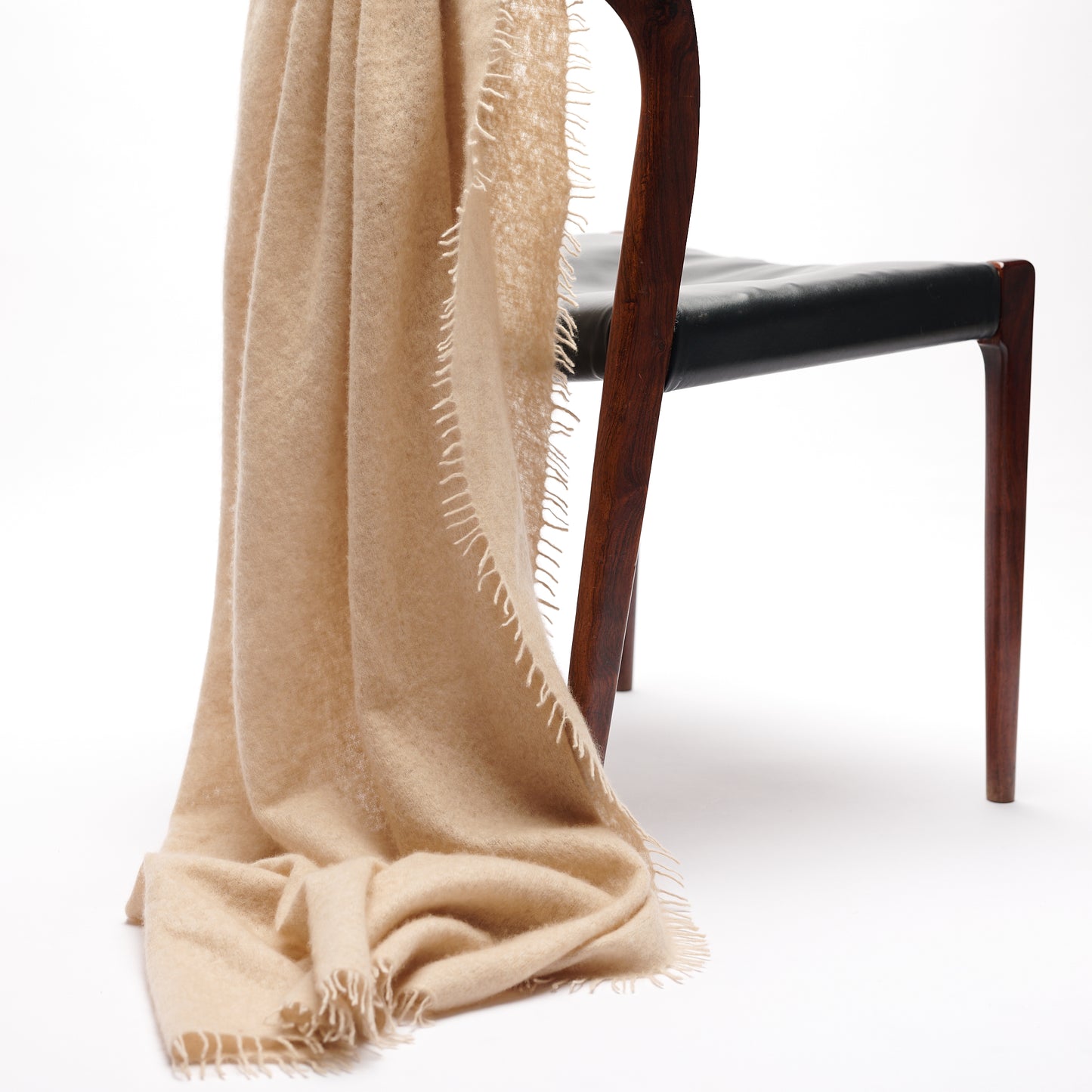 Handwoven Felted Shawl - Light Natural Undyed