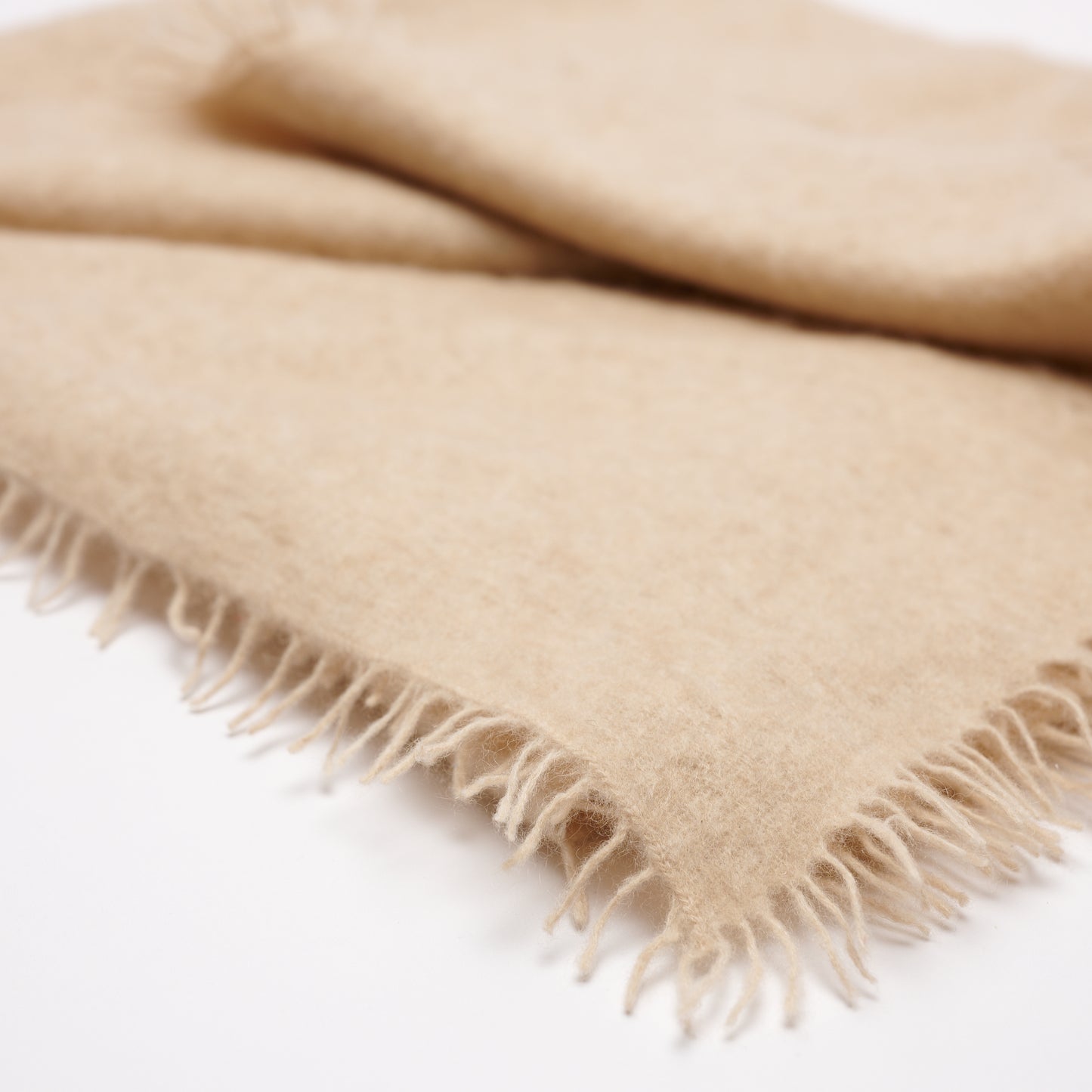 Handwoven Felted Shawl - Light Natural Undyed