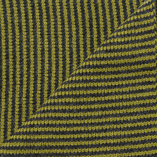 Matcha Green & Charcoal Striped Cashmere Scarf