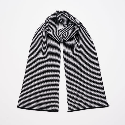 Black & White Striped Cashmere Scarf