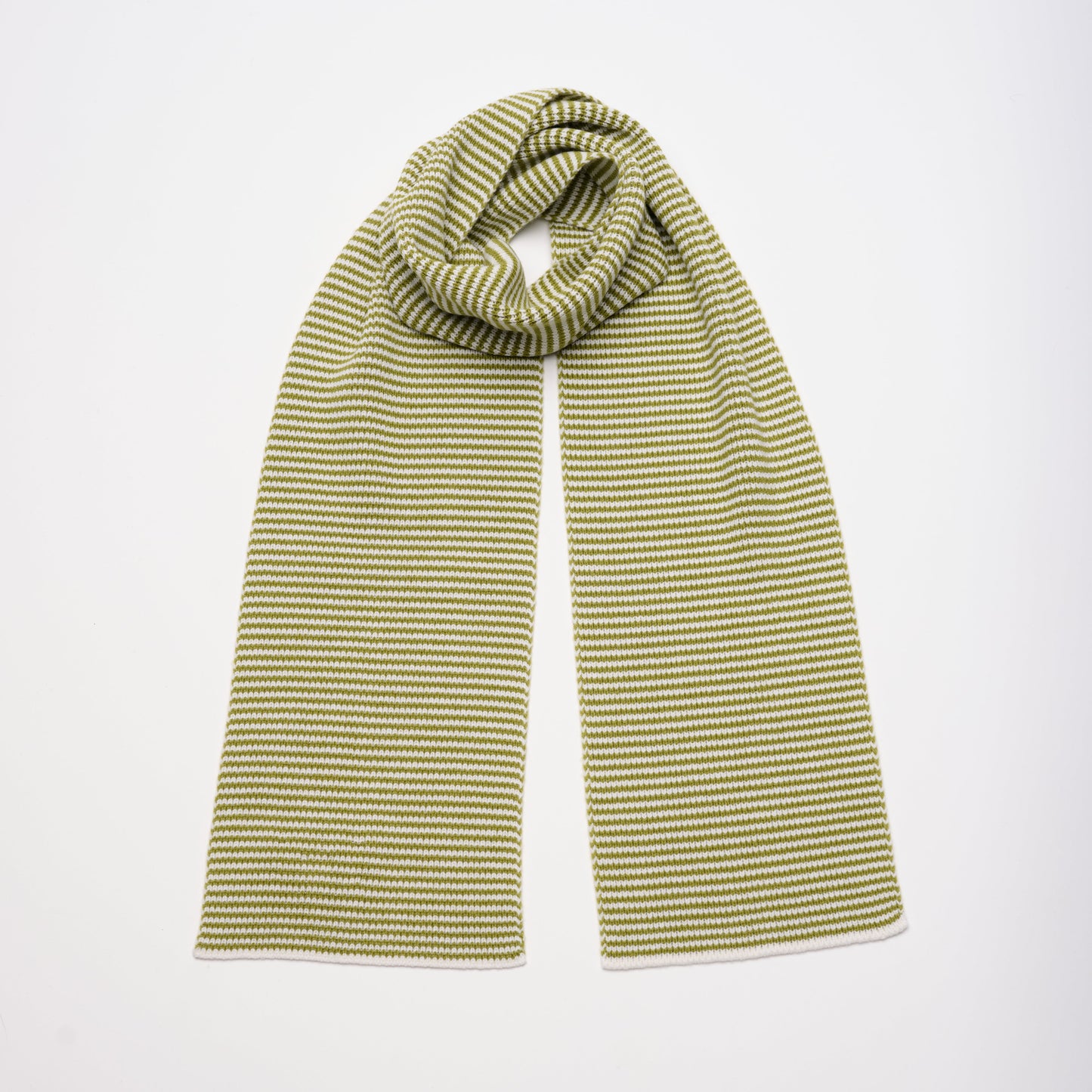 Matcha Green & White Striped Cashmere Scarf