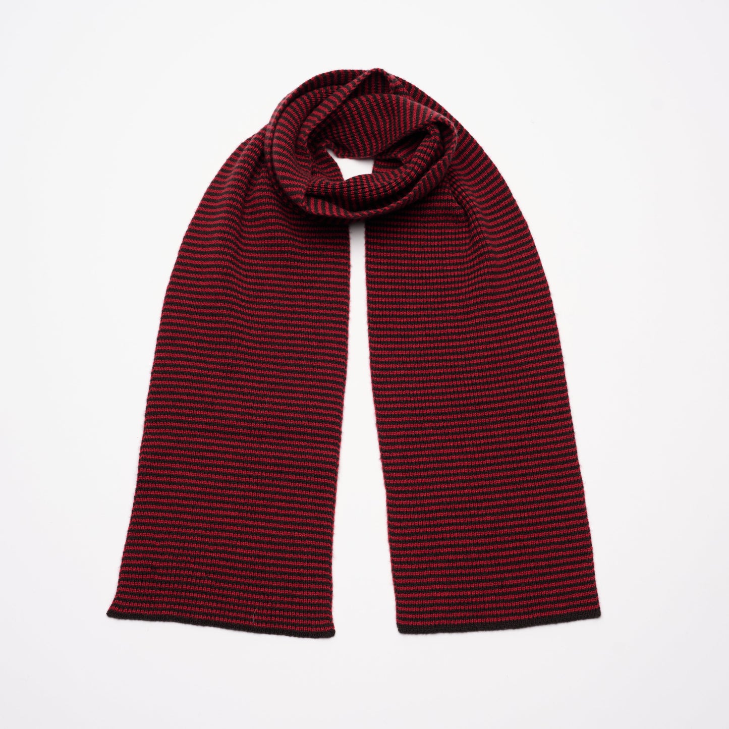 Red & Dark Chocolate Striped Cashmere Scarf