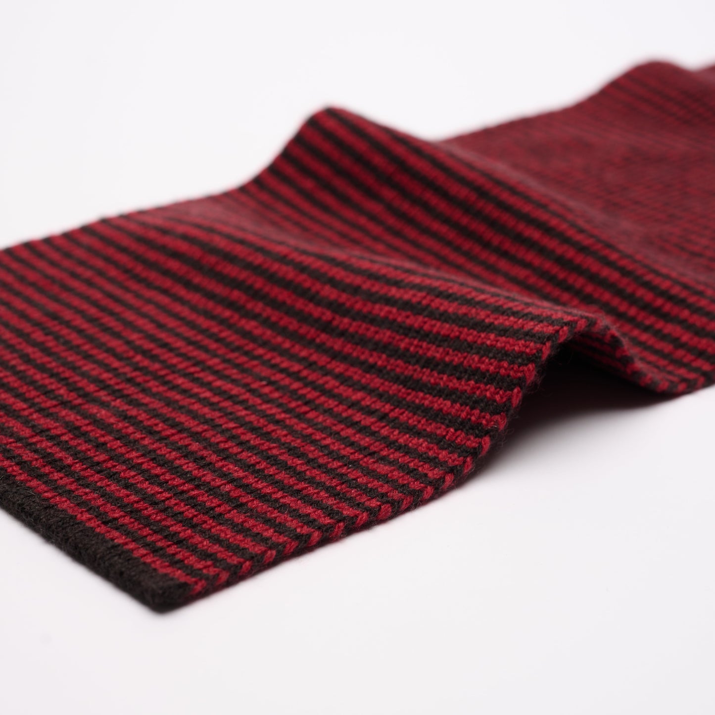 Red & Dark Chocolate Striped Cashmere Scarf