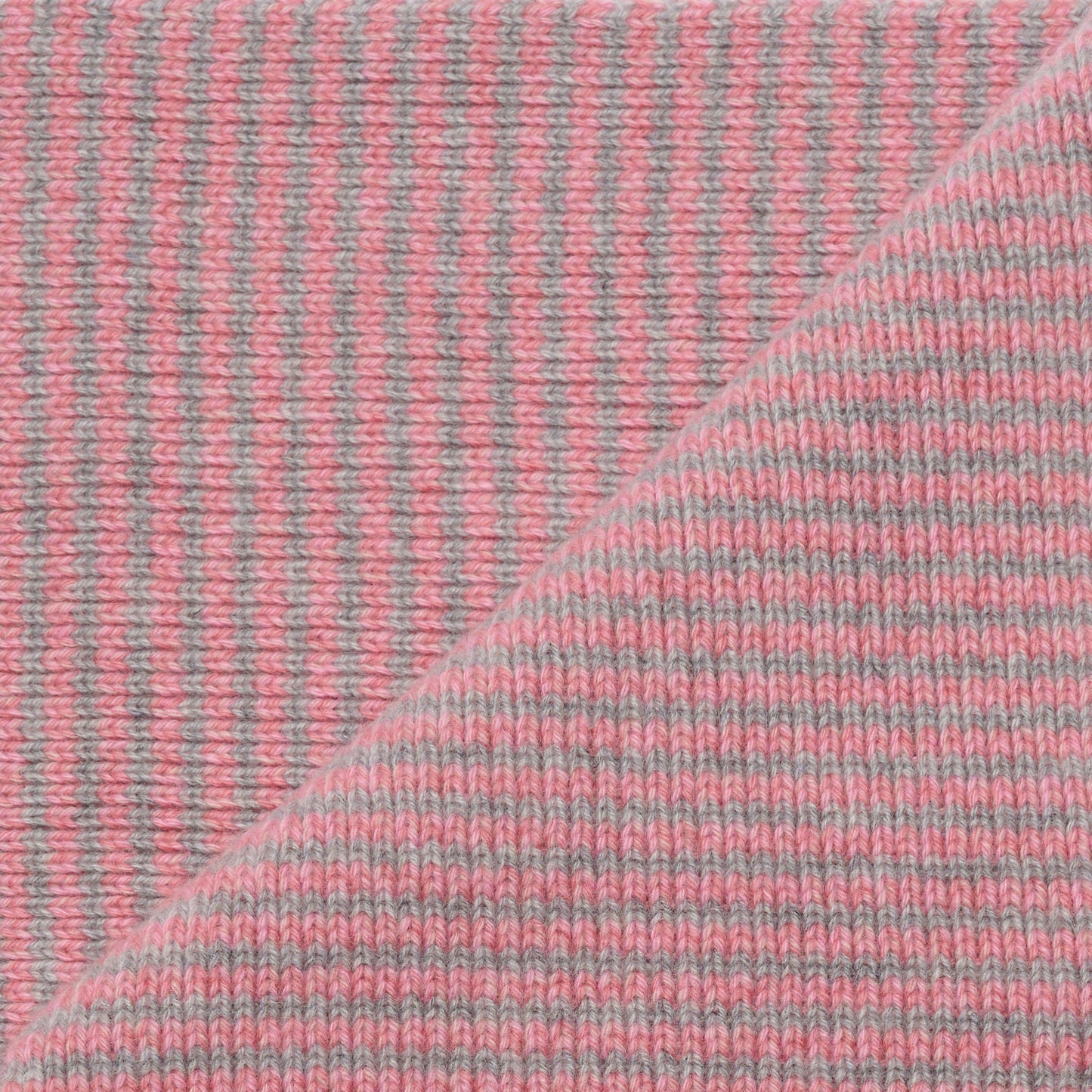Strawberry Smoothie & Light Grey Marl Striped 5 Ply Cashmere Scarf