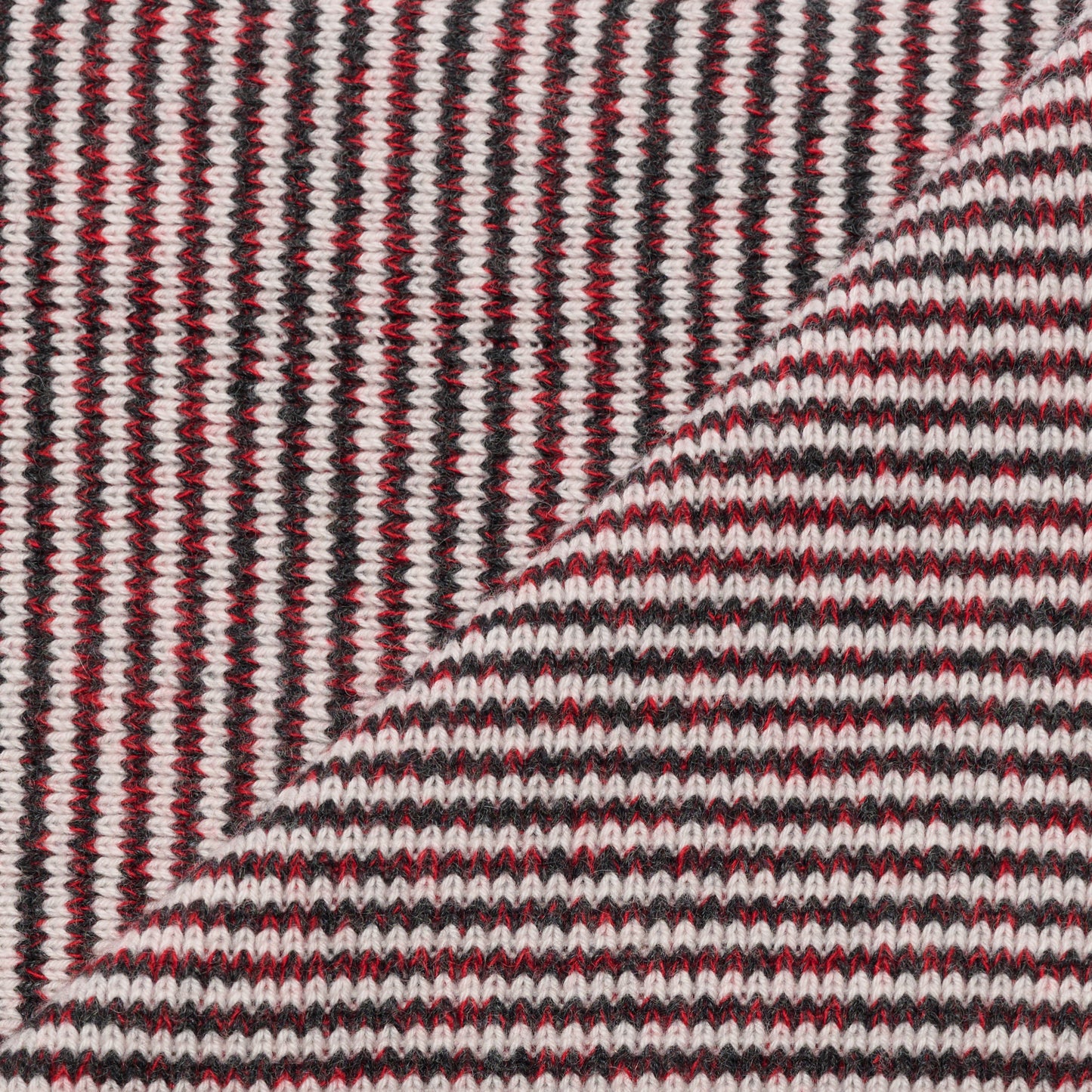 Red & Black Mix & White Striped 5 Ply Cashmere Scarf