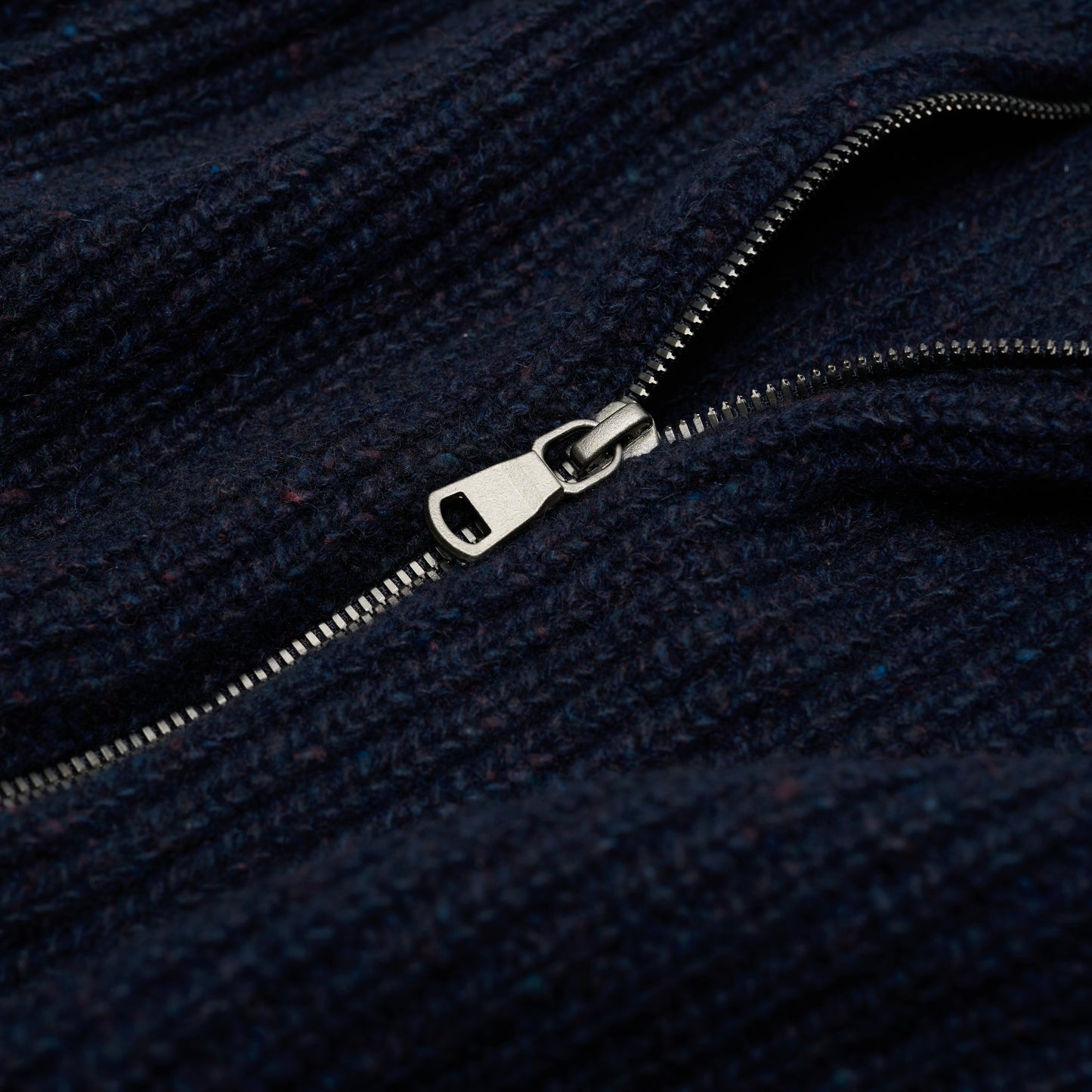 Donegal Ribbed Cashmere Zip Cardigan - Dark Navy