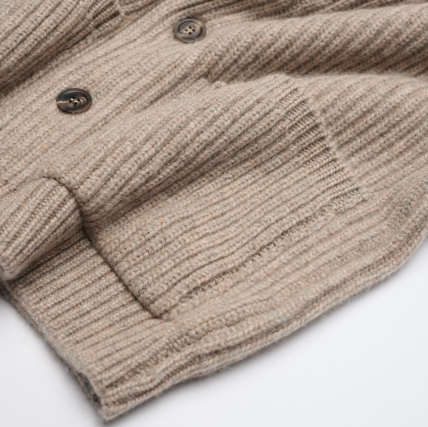 Ribbed Shawl Collar Cashmere Cardigan - Natural Marl