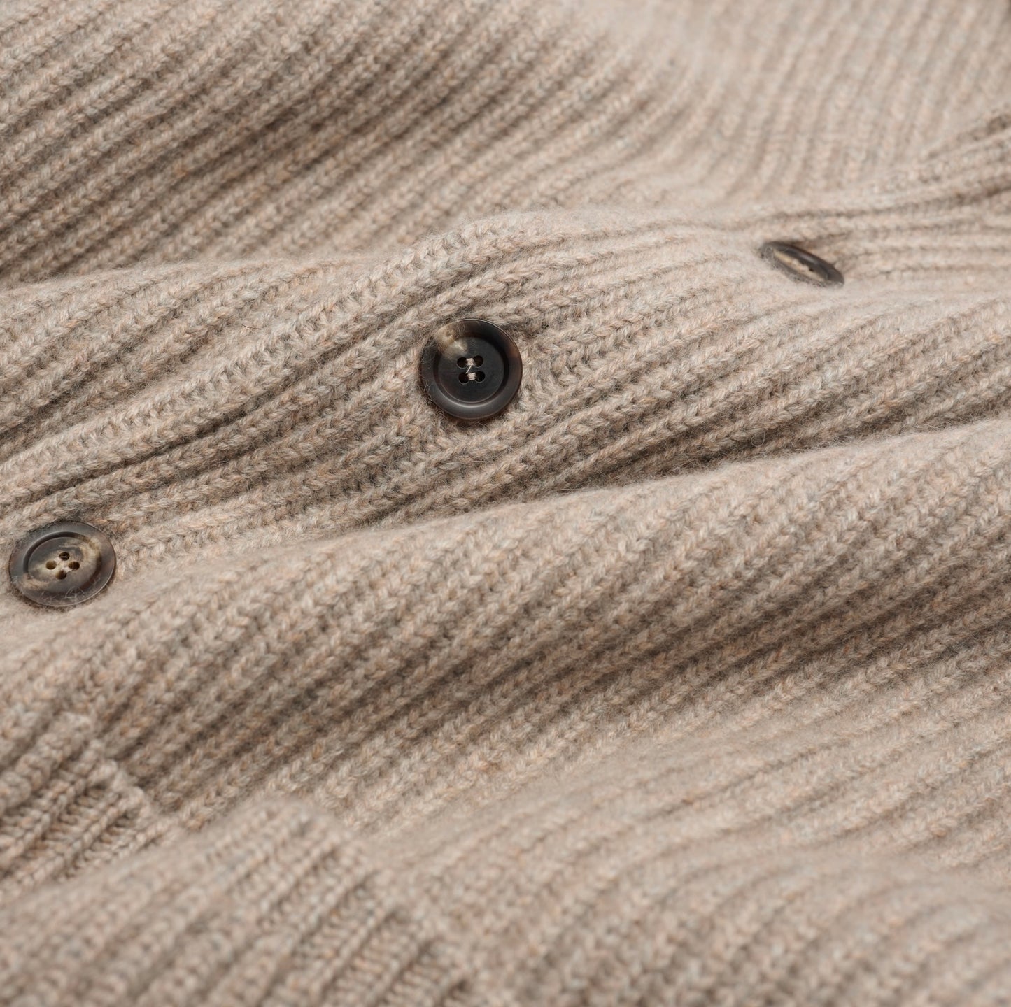 Ribbed Shawl Collar Cashmere Cardigan - Natural Marl